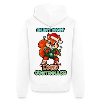 Stille Nacht Lauter Controller Weihnachts-Eichhörnchen - Unisex Premium Bio Zip Hoodie - Weiß - Hinten - Thijin (182cm)