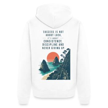 Motivational Quote Erfolg Mindset - Unisex Premium Bio Zip Hoodie - Weiß - Hinten - Thijin (182cm)
