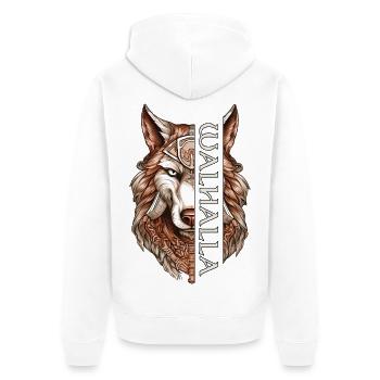 Wolf Walhalla Mythologie Wikinger Geri Freki Wölfe - Unisex Premium Bio Zip Hoodie - Weiß - Hinten - Thijin (182cm)