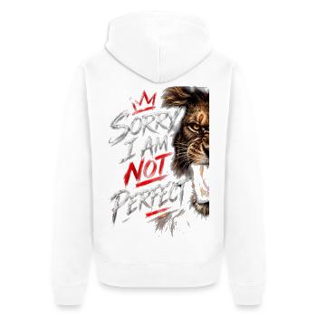 Nicht perfekte Tigerbürsten-Grafik - Unisex Premium Bio Zip Hoodie - Weiß - Hinten - Thijin (182cm)