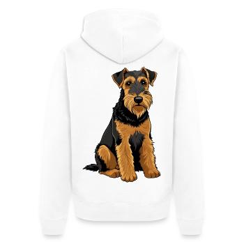 Airedale Terrier-Hund - Unisex Premium Bio Zip Hoodie - Weiß - Hinten - Thijin (182cm)