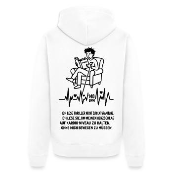 Thriller Leser Kardio Sport Herzsport - Unisex Premium Bio Zip Hoodie - Weiß - Hinten - Thijin (182cm)