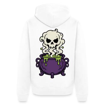 Hexenkessel Rauch Totenkopf Magic Gothic Shirt - Unisex Premium Bio Zip Hoodie - Weiß - Hinten - Thijin (182cm)
