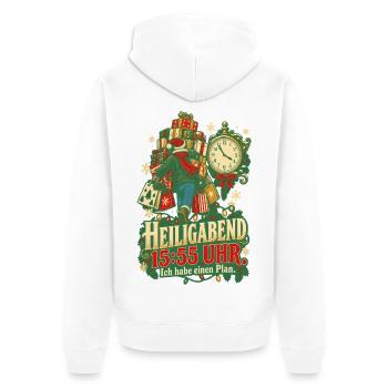 Heiligabend 15:55 Uhr mit Plan - Unisex Premium Bio Zip Hoodie - Weiß - Hinten - Thijin (182cm)