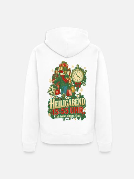 Heiligabend 15:55 Uhr mit Plan - Unisex Premium Bio Zip Hoodie - Weiß