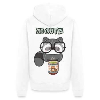 So süße Waschbärgläser Teetrinker Kawaii Kunst - Unisex Premium Bio Zip Hoodie - Weiß - Hinten - Thijin (182cm)