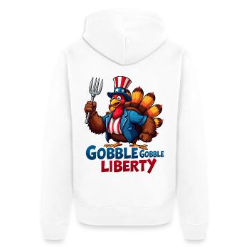 Gobble Gobble Liberty - Unisex Premium Bio Zip Hoodie - Weiß - Hinten - Thijin (182cm)