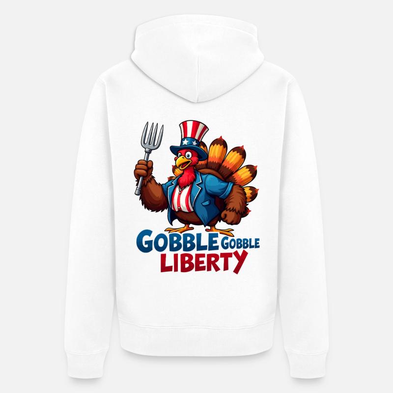 Gobble Gobble Liberty - Unisex Premium Organic Zip Hoodie - white