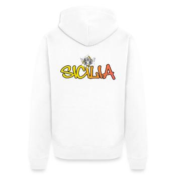 Sicilia - Unisex Premium Bio Zip Hoodie - Weiß - Hinten - Thijin (182cm)