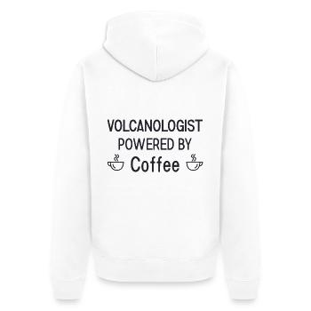 Volcanologist powered by Coffee Volcanology - Unisex Premium Bio Zip Hoodie - Weiß - Hinten - Thijin (182cm)