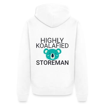 Storeman Koalafied - Unisex Premium Bio Zip Hoodie - Weiß - Hinten - Thijin (182cm)
