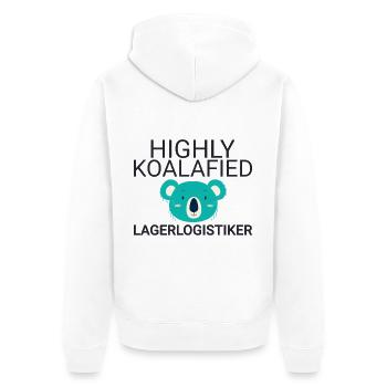 Lagerlogistiker Koalafied - Unisex Premium Bio Zip Hoodie - Weiß - Hinten - Thijin (182cm)