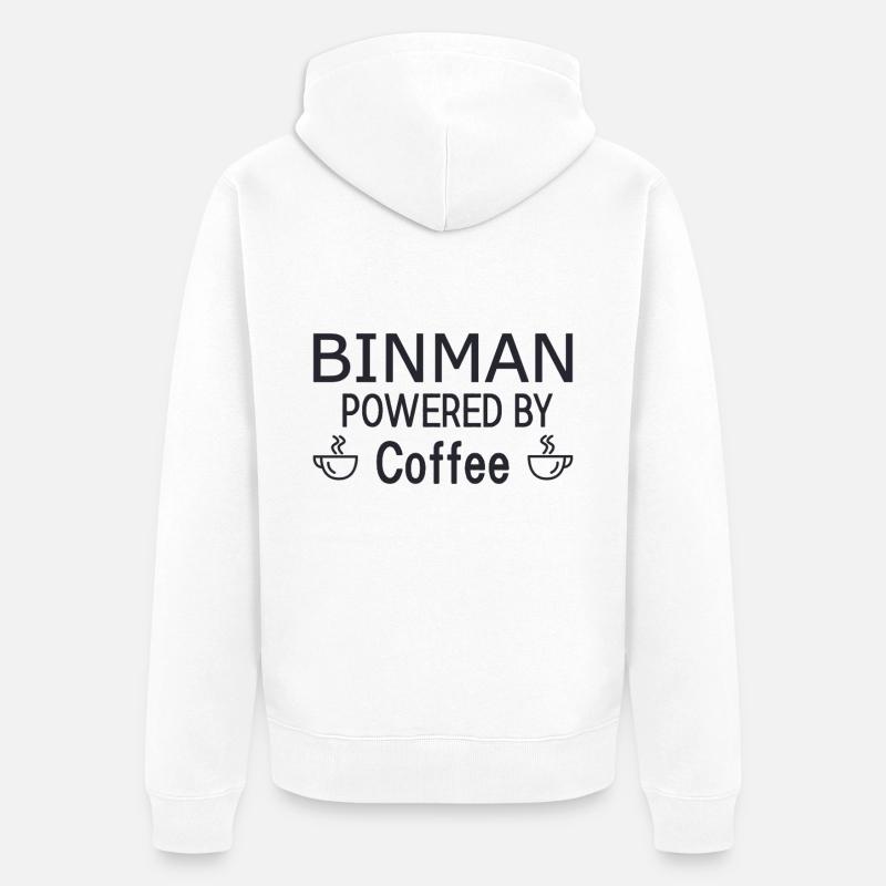 Binman alimenté par le café - Veste à capuche bio Premium Unisexe - blanc