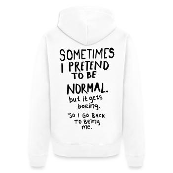 Awesome - Normal is Boring - Unisex Premium Organic Zip Hoodie - white - Back - Thijin (182cm)
