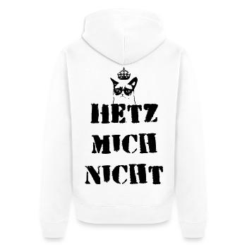 Hetz mich nit - Unisex Premium Bio Zip Hoodie - Weiß - Hinten - Thijin (182cm)