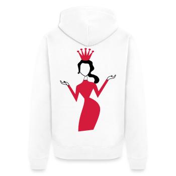frau - Unisex Premium Bio Zip Hoodie - Weiß - Hinten - Thijin (182cm)
