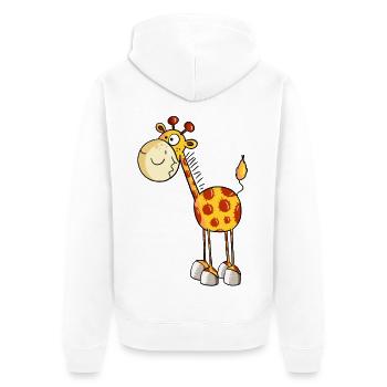 Drollige Giraffe - Giraffen - Comic - Fun - Unisex Premium Bio Zip Hoodie - Weiß - Hinten - Thijin (182cm)