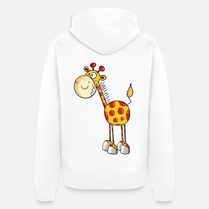 Drollige Giraffe - Giraffen - Comic - Fun - Unisex Premium Bio Zip Hoodie - Weiß