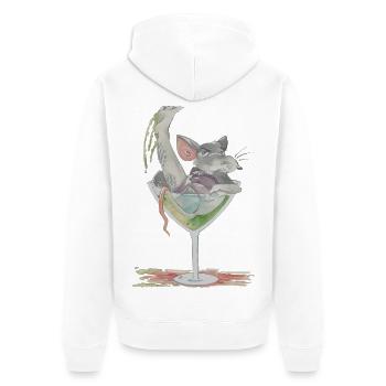 Ratfoodz' Rattini - Cocktail Rat in a Glass - Unisex Premium Organic Zip Hoodie - white - Back - Thijin (182cm)
