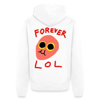 Forever LOL - Unisex Premium Organic Zip Hoodie - white - Back - Thijin (182cm)