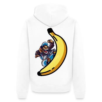 Skater Monkey mit Banane Skateboard - Unisex Premium Bio Zip Hoodie - Weiß - Hinten - Thijin (182cm)