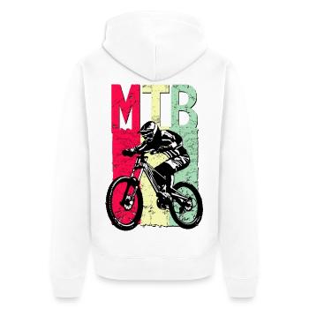 Mountainbike MTB - Mountainbiker - Retro Radsport - Unisex Premium Bio Zip Hoodie - Weiß - Hinten - Thijin (182cm)