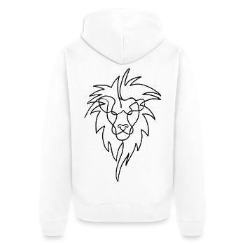 Skizze des schwarzen Löwen - Unisex Premium Bio Zip Hoodie - Weiß - Hinten - Thijin (182cm)