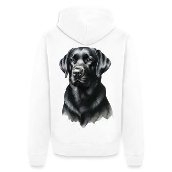 Noble Black Labrador Portrait Labrador - Unisex Premium Organic Zip Hoodie - white - Back - Thijin (182cm)