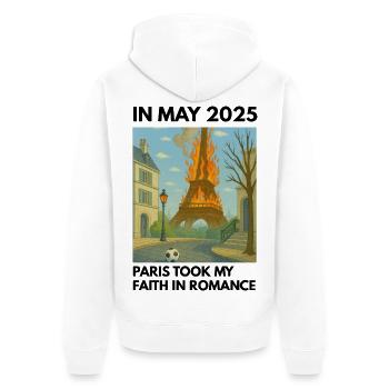 La Tour Eiffel en feu - Veste à capuche bio Premium Unisexe - blanc - Dos - Thijin (182cm)