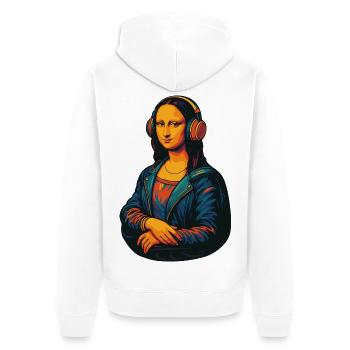 The Mona Lisa (barely) distracted - Unisex Premium Organic Zip Hoodie - white - Back - Thijin (182cm)