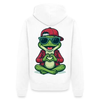 Frog Love Crew - Unisex Premium Bio Zip Hoodie - Weiß - Hinten - Thijin (182cm)