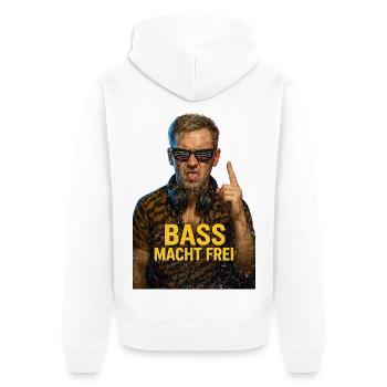 Bass macht frei Rave Festival Motiv für EDM Fans - Unisex Premium Bio Zip Hoodie - Weiß - Hinten - Thijin (182cm)