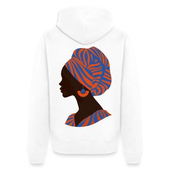 Africa African Woman Traditional Design - Unisex Premium Organic Zip Hoodie - white - Back - Thijin (182cm)