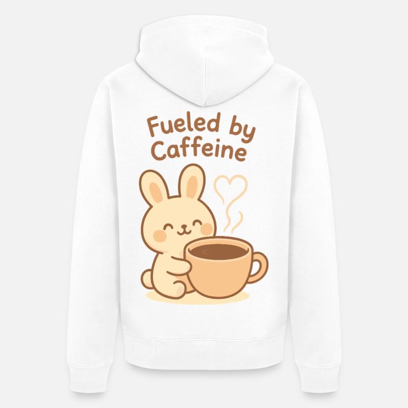 Alimenté par Caffeine Bunny - Veste à capuche bio Premium Unisexe - blanc