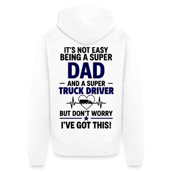 Herz + LKW-Fahrer – Super Papa Berufskraftfahrer - Unisex Premium Bio Zip Hoodie - Weiß - Hinten - Thijin (182cm)