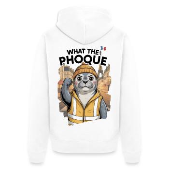 Yellow Vest Gift What the Seal Social Humor - Unisex Premium Organic Zip Hoodie - white - Back - Thijin (182cm)