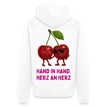 Kirschen im Liebesbund - Unisex Premium Bio Zip Hoodie - Weiß - Hinten - Thijin (182cm)