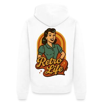 Retro Lifestyle Pinup - Unisex Premium Bio Zip Hoodie - Weiß - Hinten - Thijin (182cm)