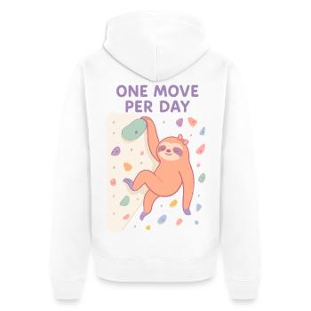 Sloth Bouldering: One Move Per Day Design - Unisex Premium Organic Zip Hoodie - white - Back - Thijin (182cm)