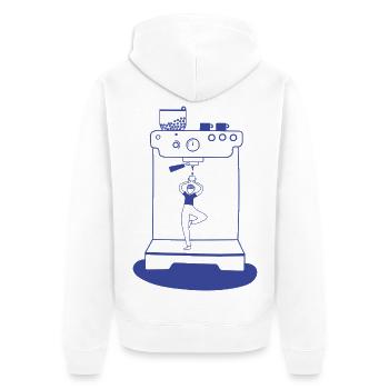 Coffee Yoga - Unisex Premium Organic Zip Hoodie - white - Back - Thijin (182cm)