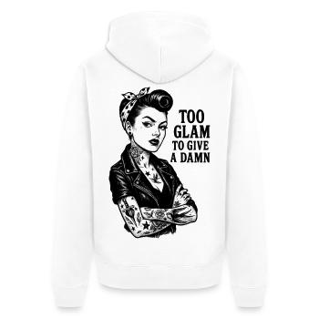 Rockabella Pin-Up: Outlaw Tattoo Girl & Lederjacke - Unisex Premium Bio Zip Hoodie - Weiß - Hinten - Thijin (182cm)