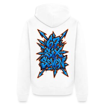 67 Six Seven Meme 6 7 - Unisex Premium Organic Zip Hoodie - white - Back - Thijin (182cm)