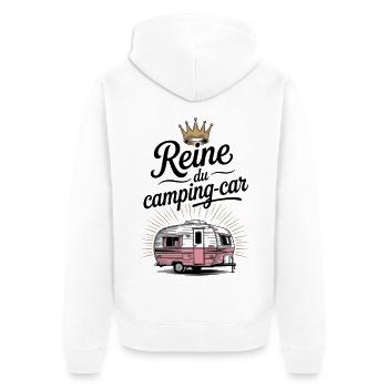 Reine du Camping-Car - Humour Femme - Veste à capuche bio Premium Unisexe - blanc - Dos - Thijin (182cm)