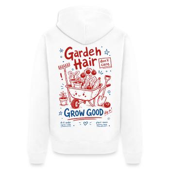 Garden Hair Dont Care Grow Good Gardening Plants - Unisex Premium Organic Zip Hoodie - white - Back - Thijin (182cm)