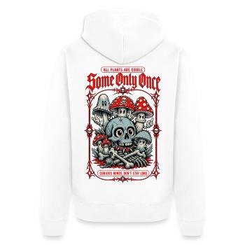 Einige nur einmal Bio-Pflanzenliebhaber - Unisex Premium Bio Zip Hoodie - Weiß - Hinten - Thijin (182cm)
