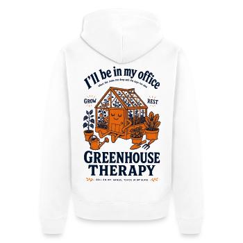 Gewächshaustherapie Organisches Gärtnern - Unisex Premium Bio Zip Hoodie - Weiß - Hinten - Thijin (182cm)