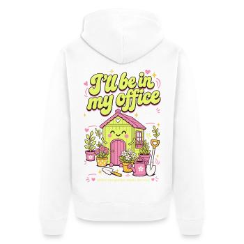 Je vais être dans mon bureau Jardinage bio - Veste à capuche bio Premium Unisexe - blanc - Dos - Thijin (182cm)
