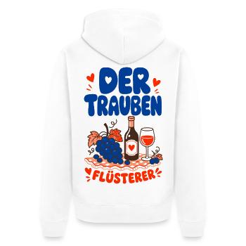Wein Der Traubenflüsterer Weinkenner - Unisex Premium Bio Zip Hoodie - Weiß - Hinten - Thijin (182cm)