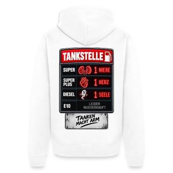 Tanken Macht Arm Spritpreise Tankstelle - Unisex Premium Bio Zip Hoodie - Weiß - Hinten - Thijin (182cm)