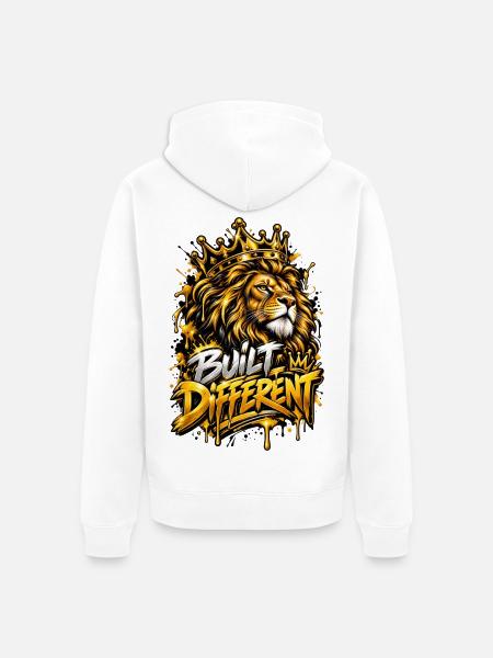 Kronenlöwe hat es anders gebaut - Unisex Premium Bio Zip Hoodie - Weiß